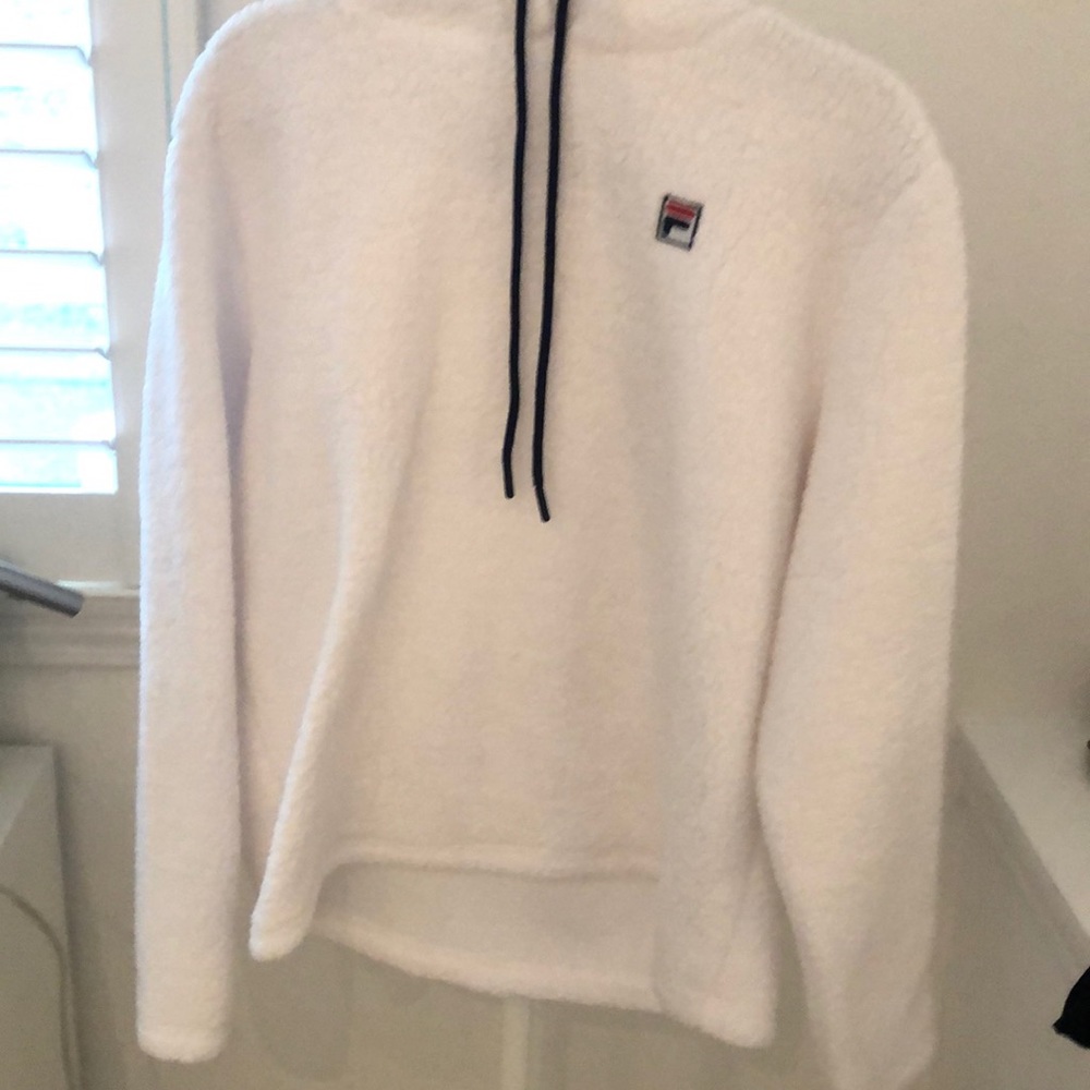 white fuzzy jacket